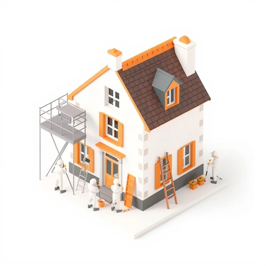 Travaux de peinture sur une maison à Toulouse — illustration